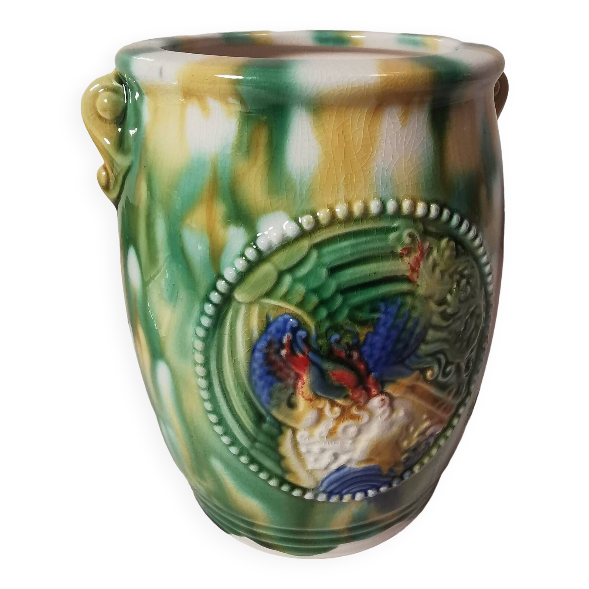 Colorful vintage slip style pot/empty pocket