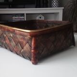 80s varnished bamboo basket