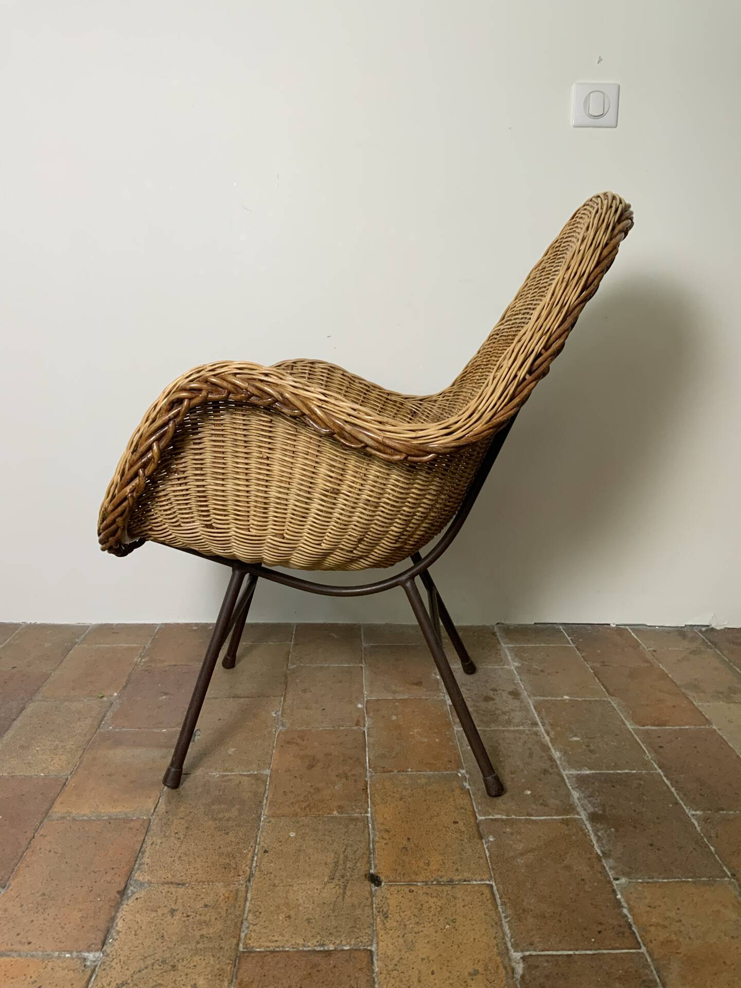 Mid-century wicker armchair