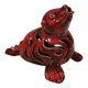 Beautiful seal in ceramic with metallic red glaze.