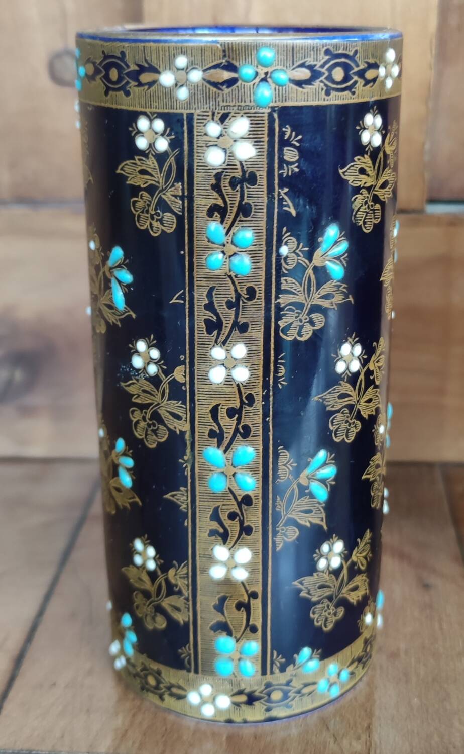 Old pair of Gien vases/enameled relief decoration