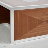 Pair of 70's aluminum and mahogany coffee/sofa end tables