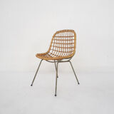 Vintage rattan and metal dining chair