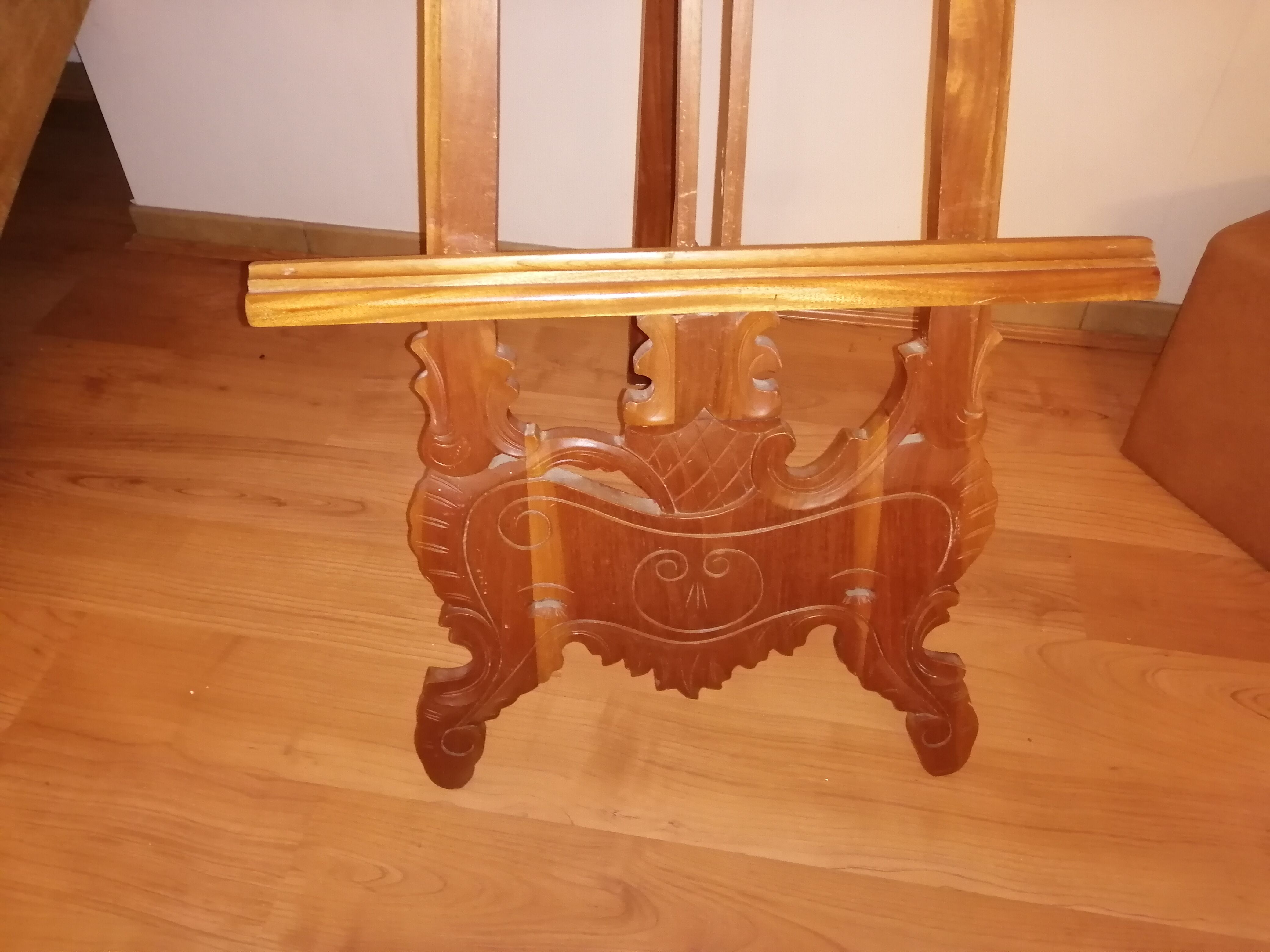 Easel in exotic carved wood, art nouveau style