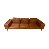 Minimalist 3-seater cognac leather sofa