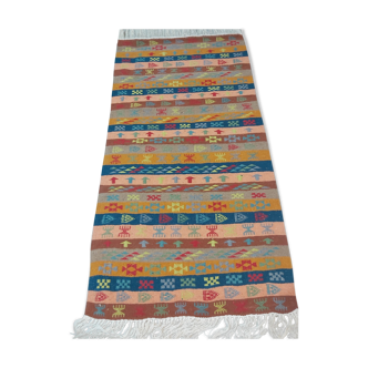 Traditional handmade multicolored striped margoum rug -150x75cm