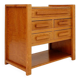 1960s wooden sewing cabinet with double-sided drawers
