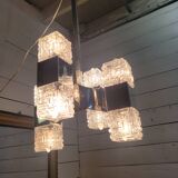 Chrome and glass pendant chandelier by Sciolari, Italy, 1960s