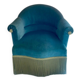 Fauteuil crapaud bleu