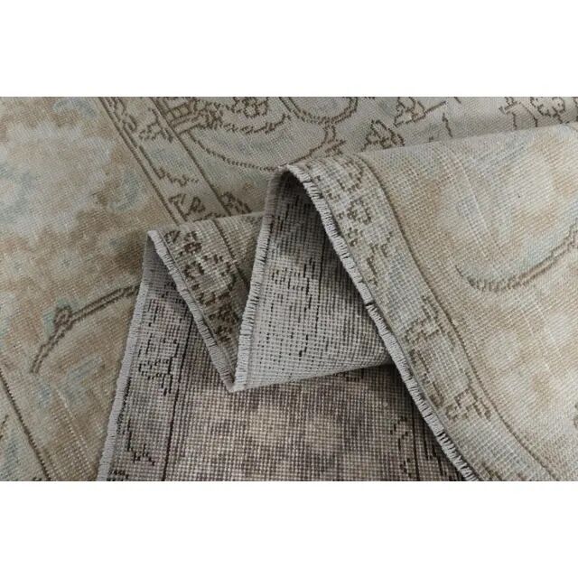 1970s Vintage Persian Handmade Wool Cotton Beige Area Rug 285x370