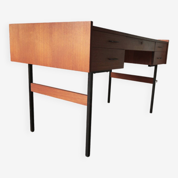 Mid century teak and black iron desk, 1960s