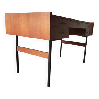 Mid century teak and black iron desk, 1960s