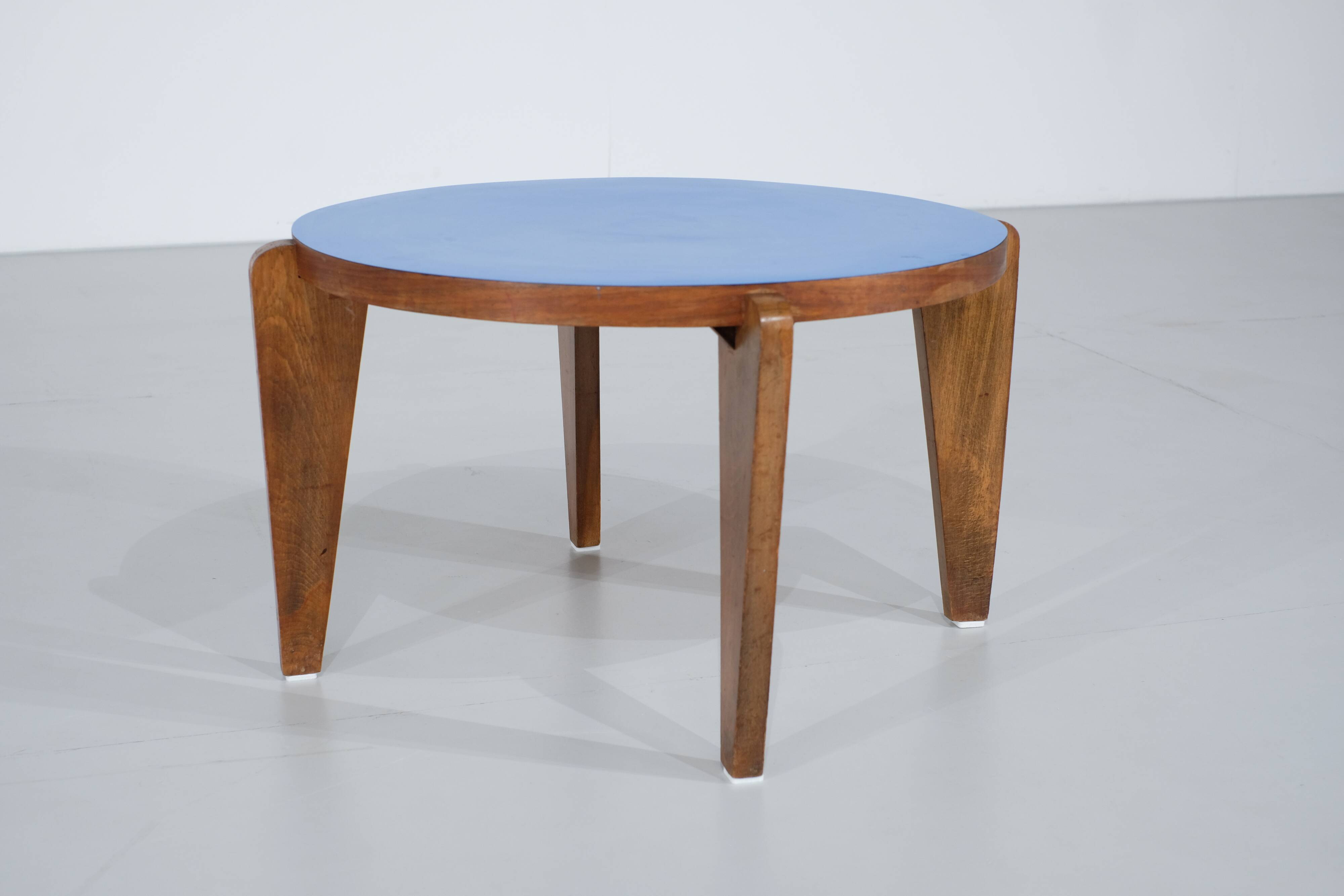 Blue lacquered wooden coffee table - 1950s