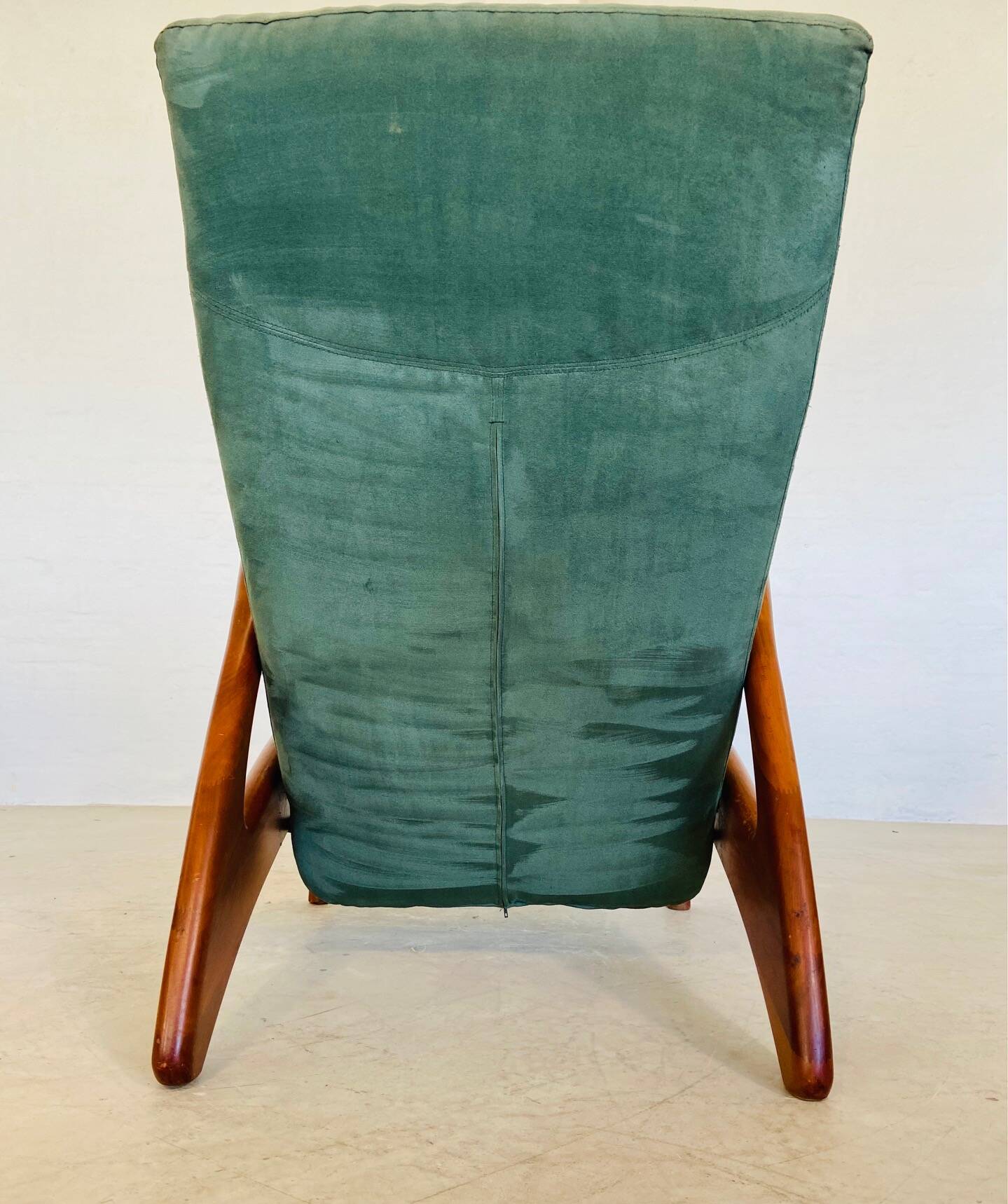 Fauteuil et tabouret vintage danois Holserbro Møbelfabrik en daim vert