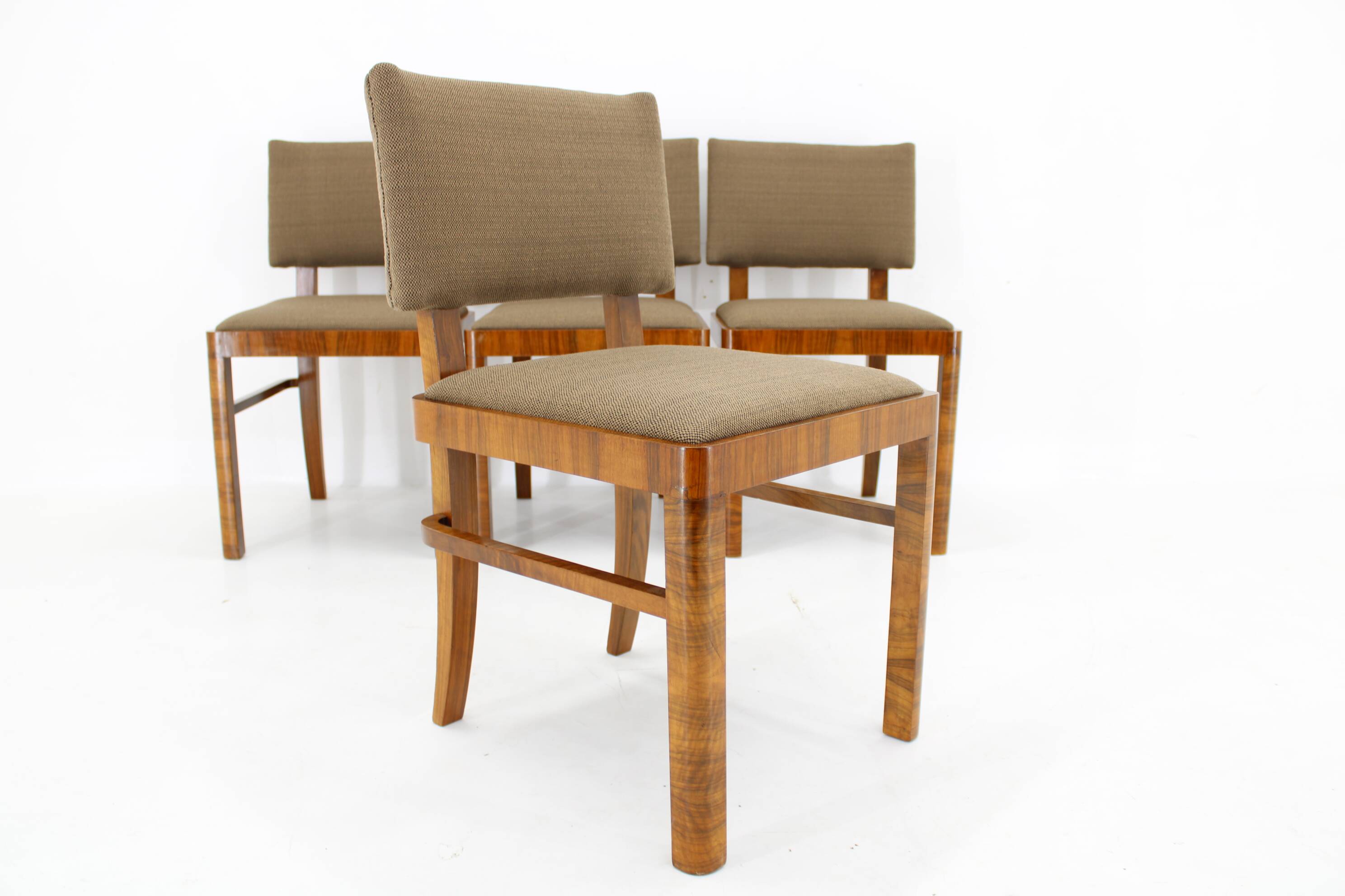 1930s Set of Four Restored Art Deco Dininng Chairs, Czechoslovakia