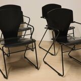 Series of 4 minimalist chairs model "EGOA 300" by Josep Mora
