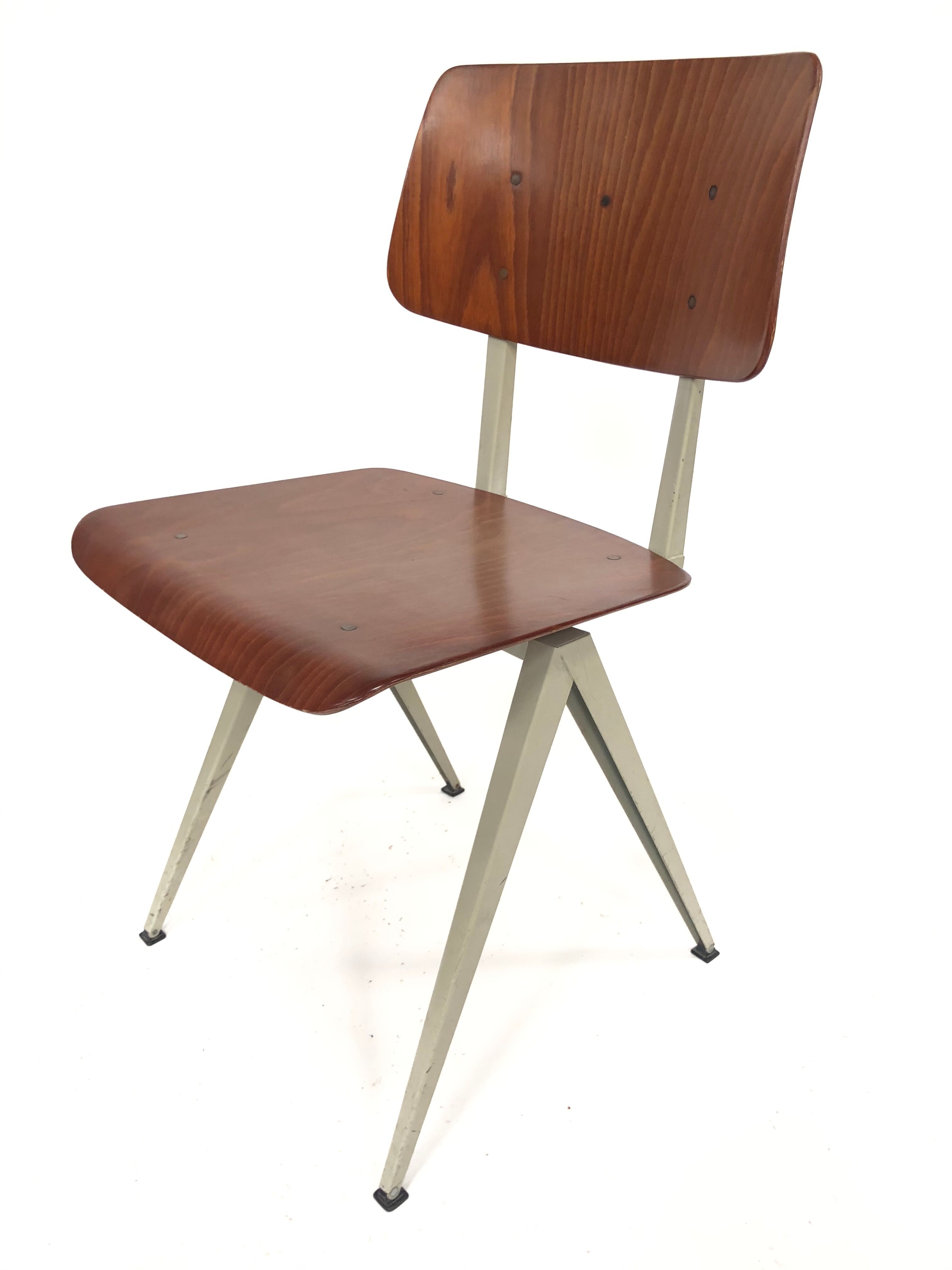 Lot of 4 vintage school chairs Galvanitas S16 Netherlands