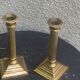 Pair of gilded brass candlesticks, vintage column shape