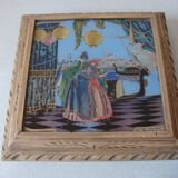 Old trifle music box Art Deco glass décor Carnival of Venice parrot