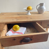 Patinated wooden farmhouse table