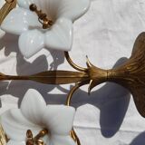 5 metal candles and opaline flower