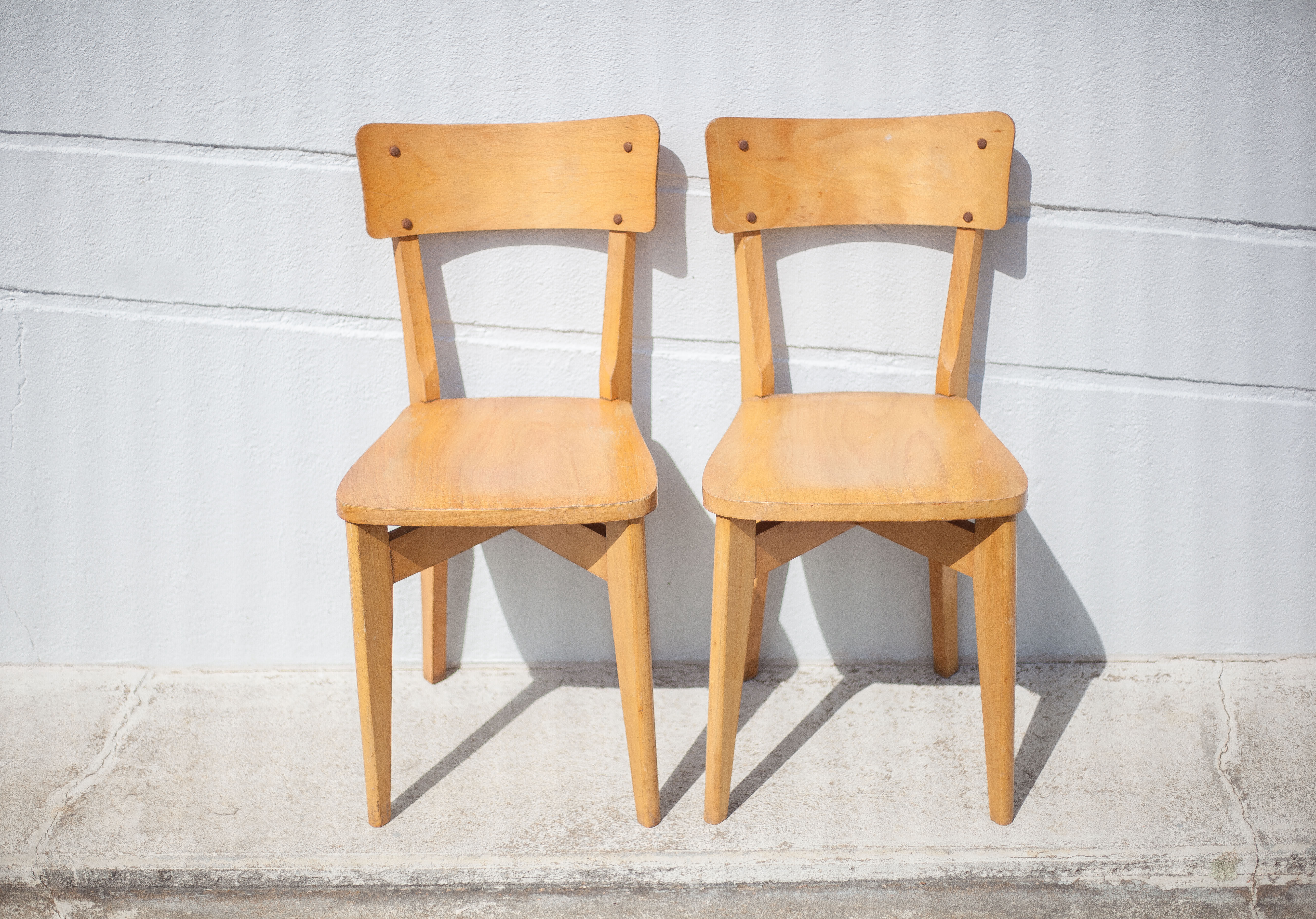 Pair of Luterma wooden chairs, light wood chair, bistro chair, extra chair, kitchen, countryside