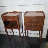 Pair of Louis XV style bedside tables in marquetry