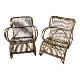 Pair of vintage rattan armchairs