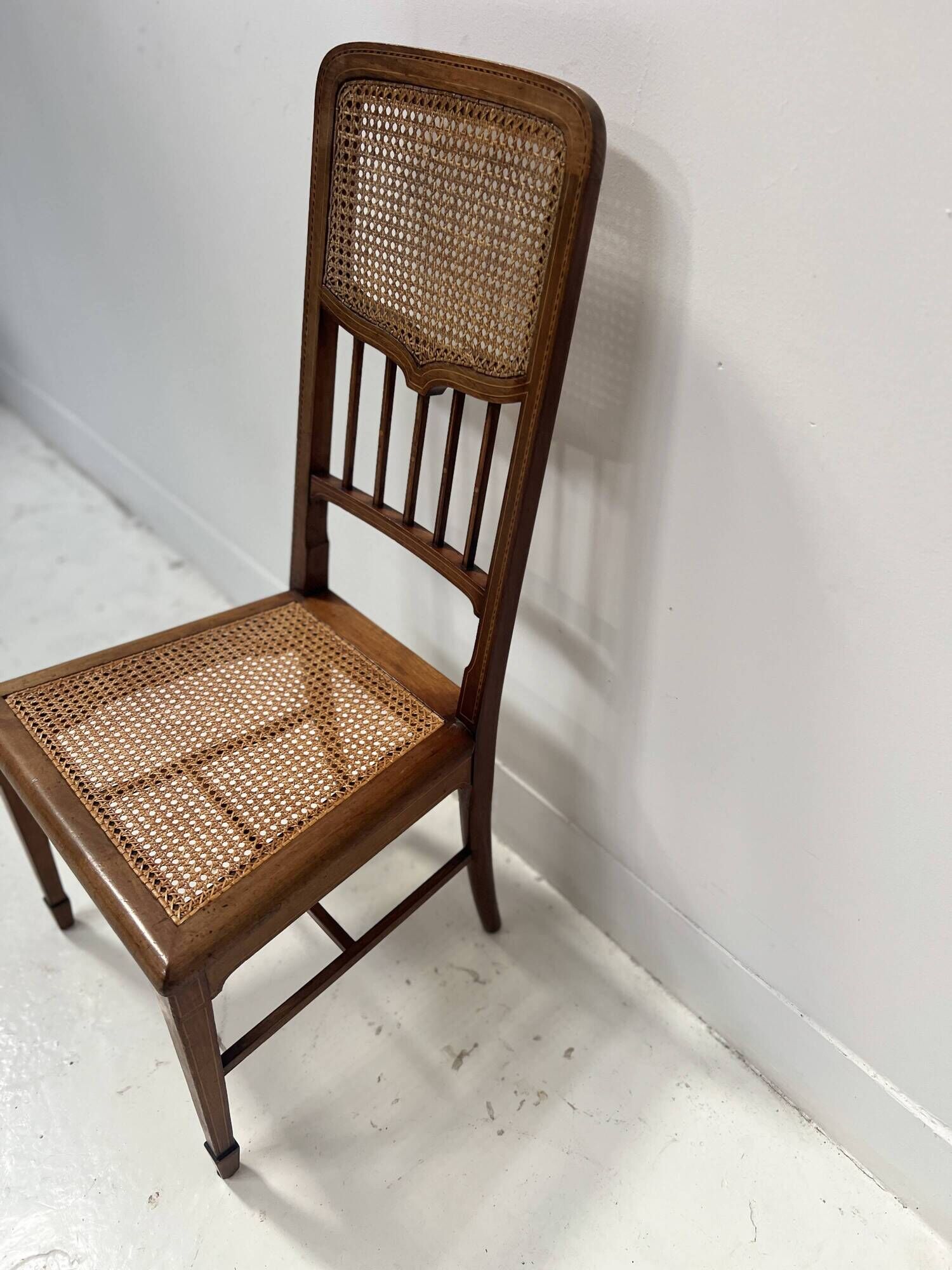 Art Deco bedroom chair in marquetry wood, 20th century.