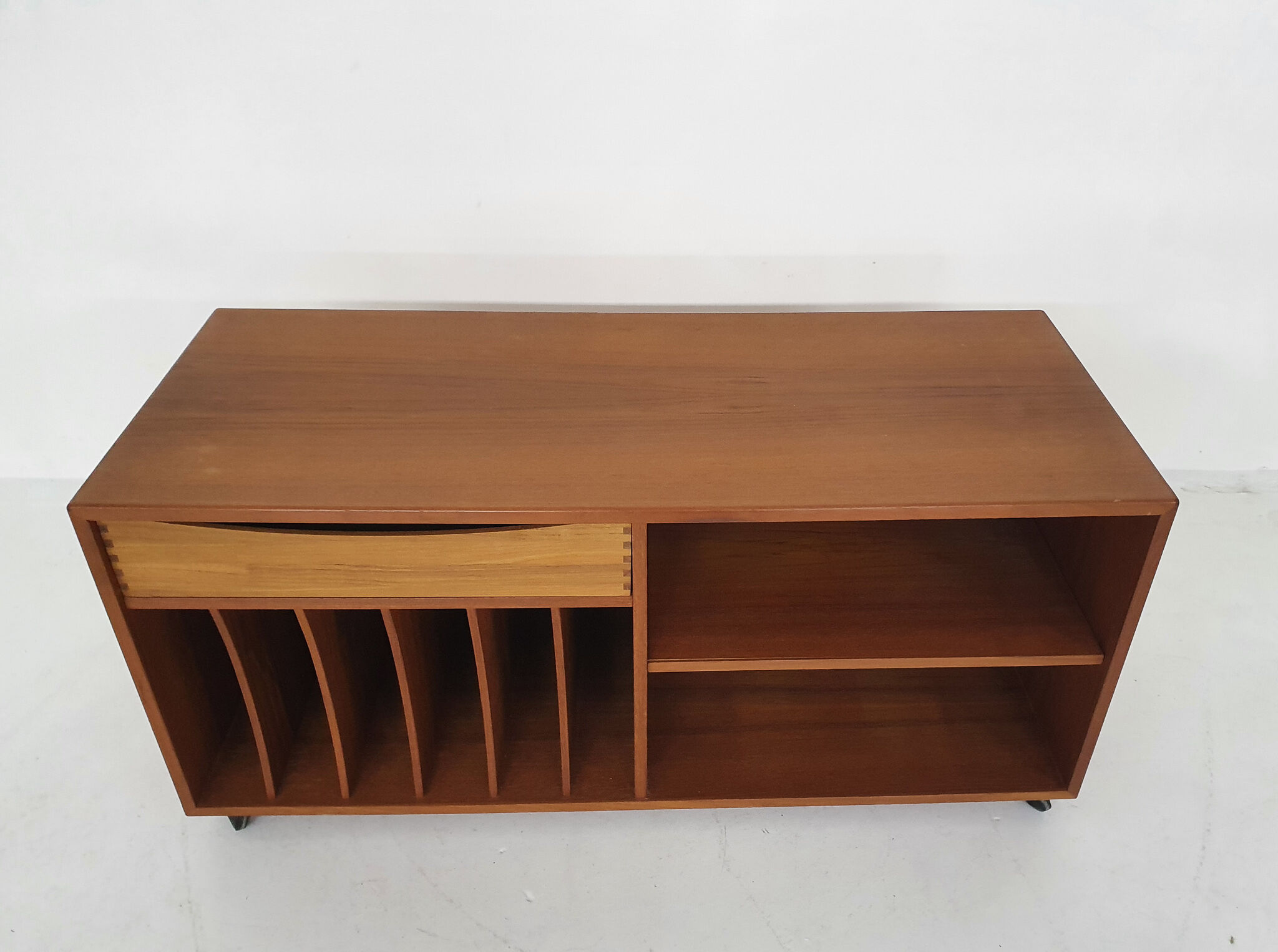 Scandinavian modern teak record player cabinet, Denmark 1960's