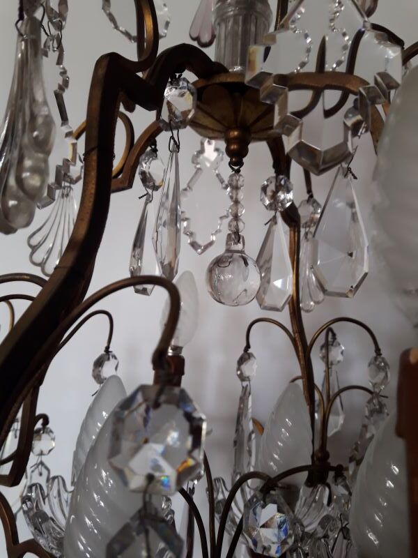 Louis XV-style bronze cage and crystal Baccarat chandelier