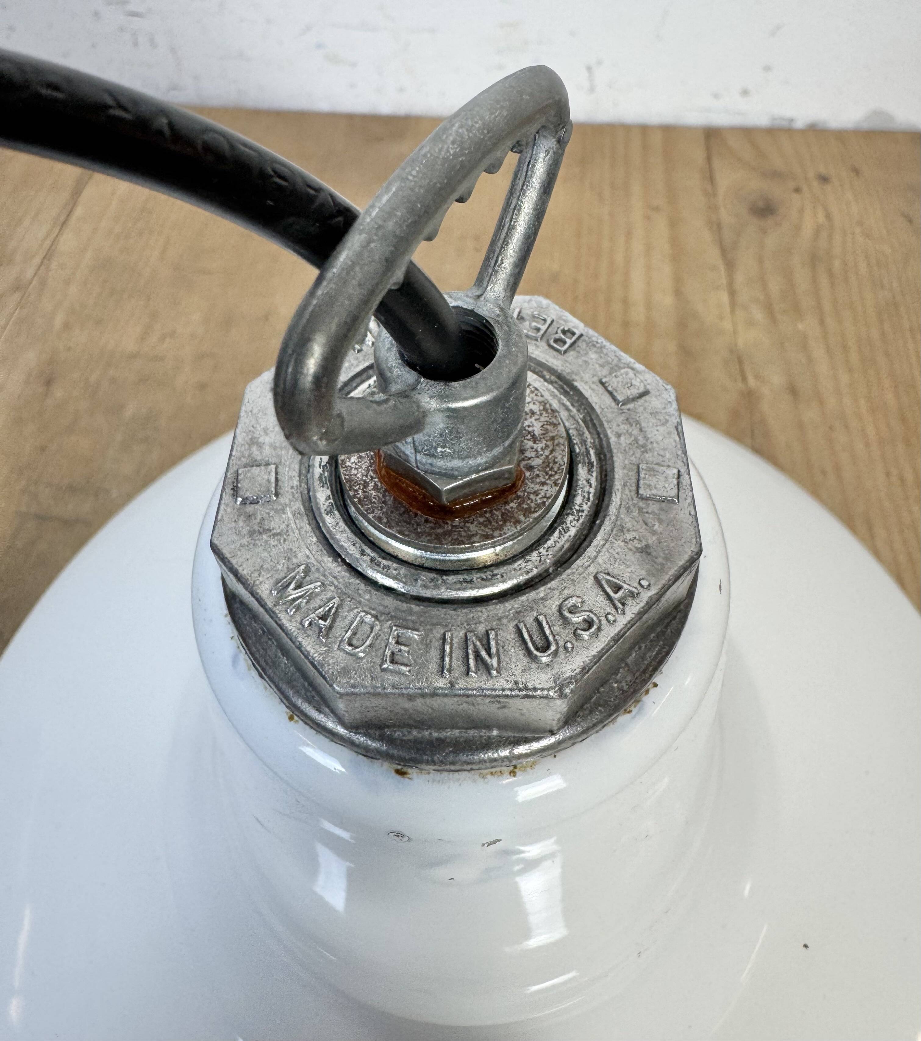 Industrial White Enamel Factory Pendant Lamp from Benjamin USA, 1960s