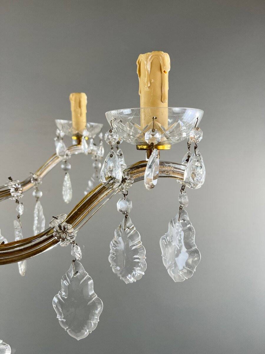 Crystal and brass chandelier, early 20th century