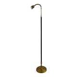 Danish Mid-Century Leather and Brass Adjustable Floor Lamp