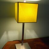Lamp Stéphane Davidts Faras model, satin chrome, almond green lampshade - Belgium