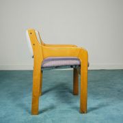 Set 2 armchairs wood fabric anti stain wisteria design 70