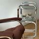 Vintage side table in smoked glass and chrome