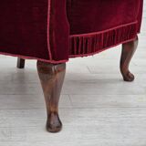 1960s, Danish lounge chair, furniture velour, beech wood legs, original condition.