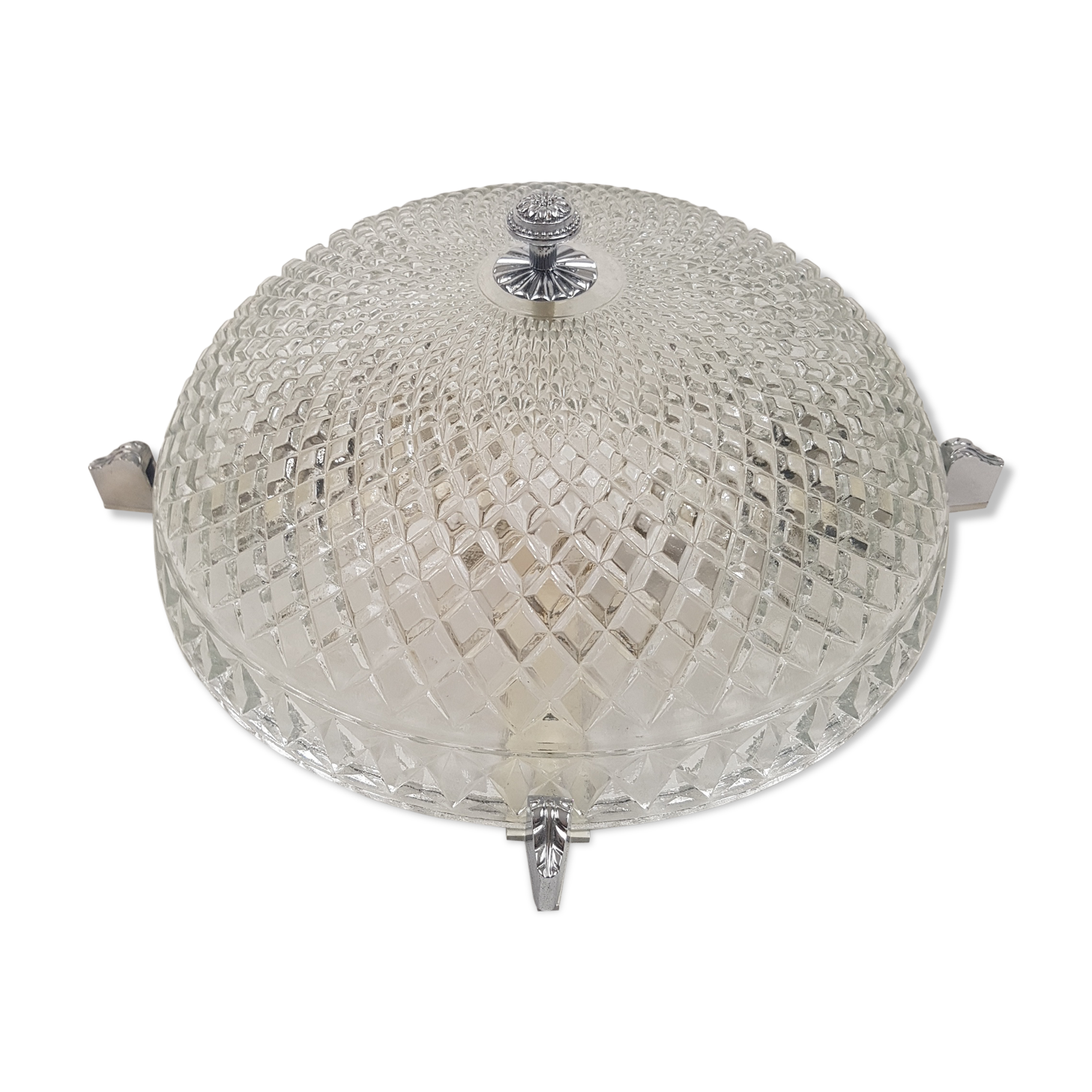 Glass and chrome ceiling light