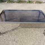 Vintage coffee table smoked glass and chrome 70