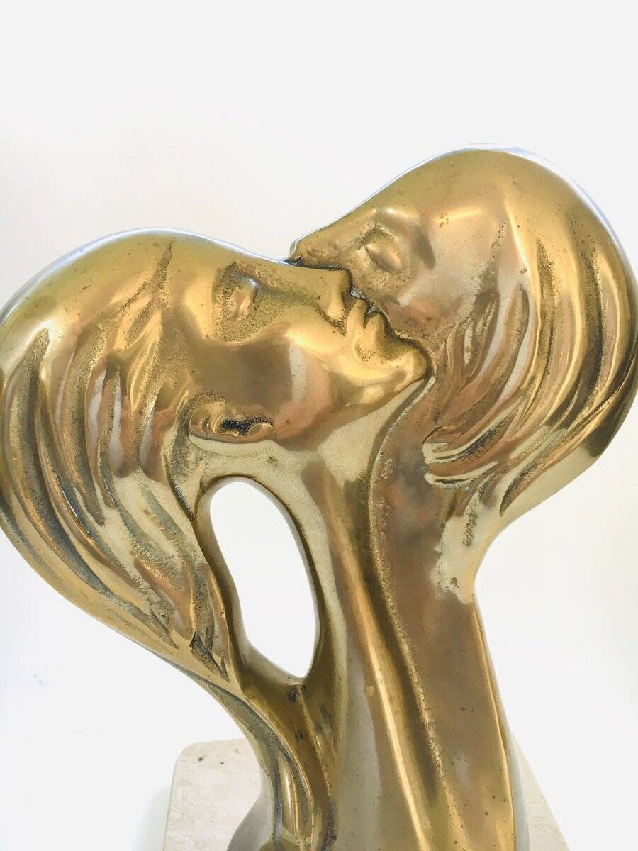 Brass Intertwined Male & Female Statue, 1970s
