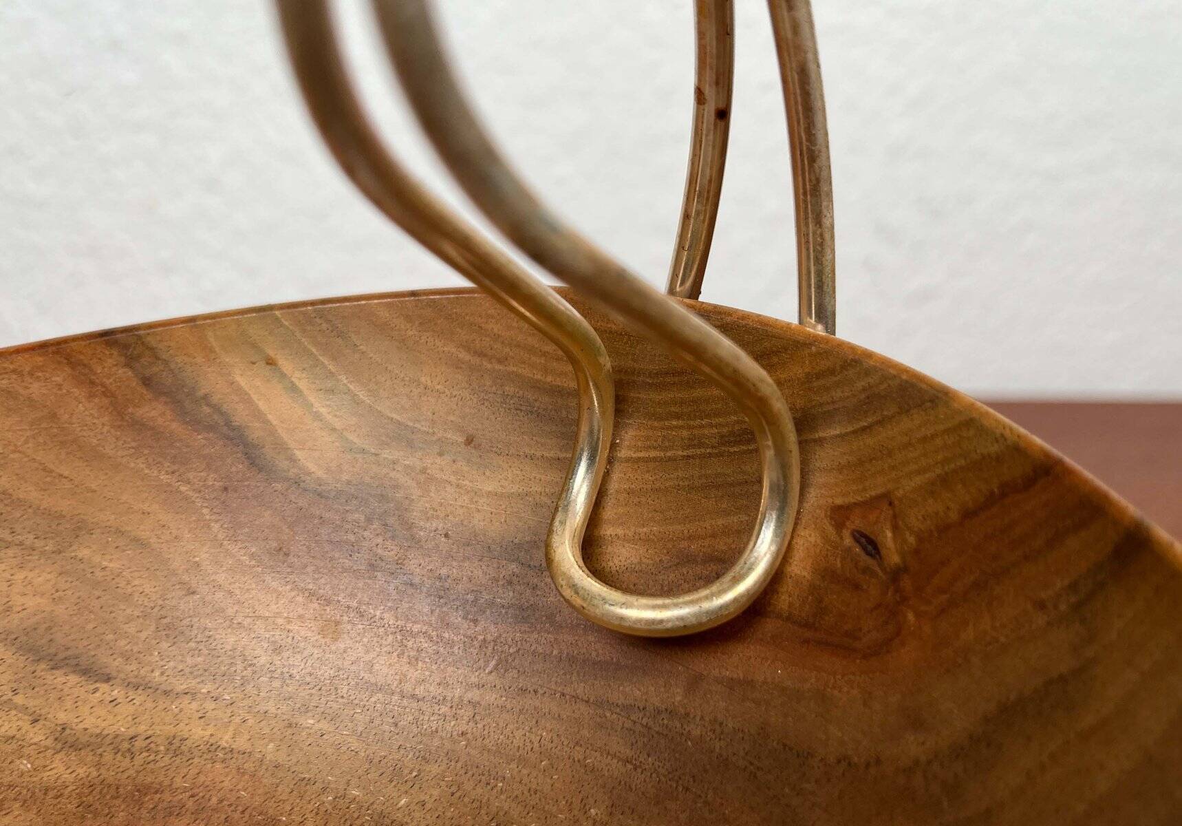 Mid-Century Modern Teak and Silver Plated Metal Bowl from Grasoli, Italy, 1960s