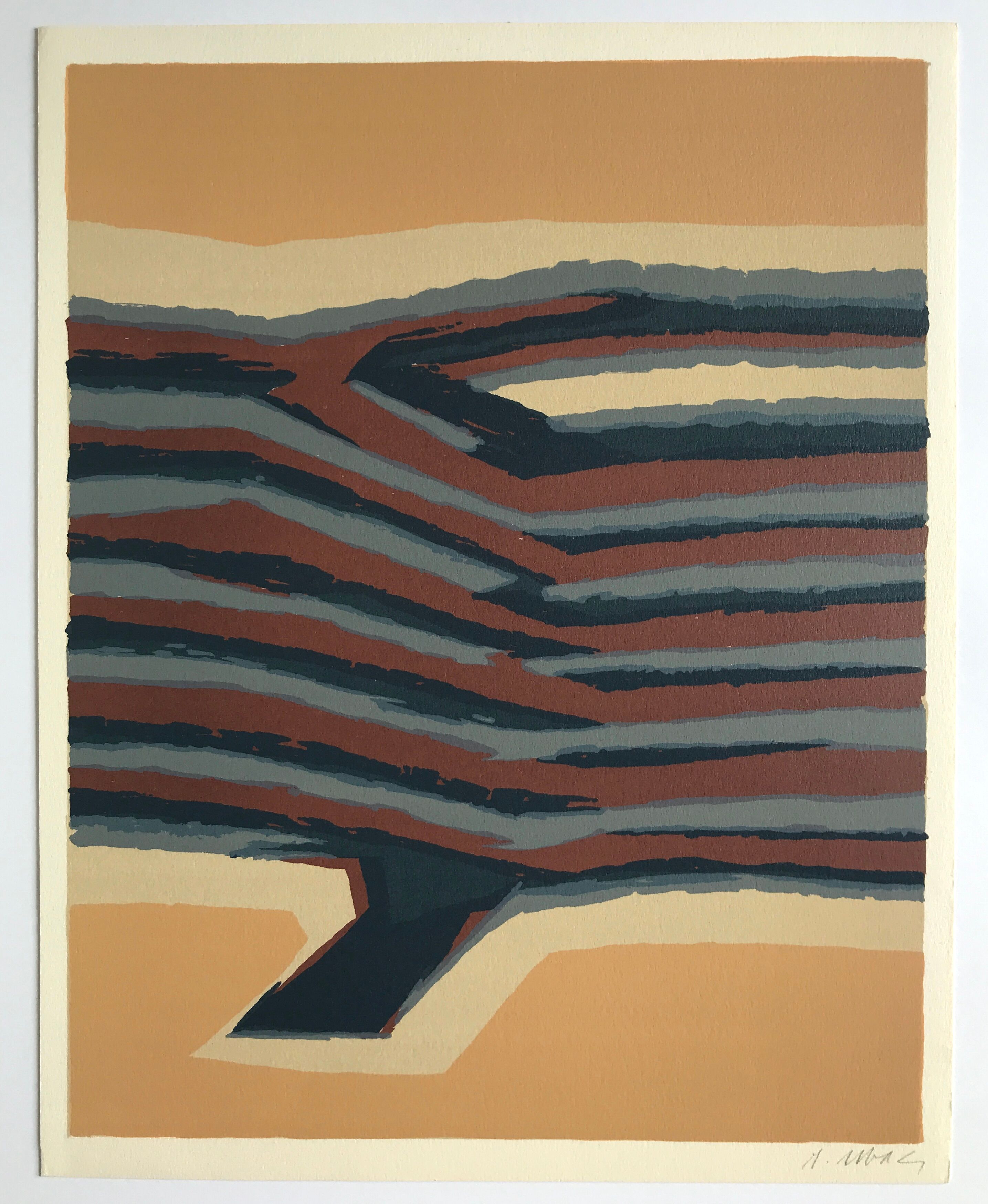 Original lithograph signed in pencil by Raoul UBAC, Earth V, 1978