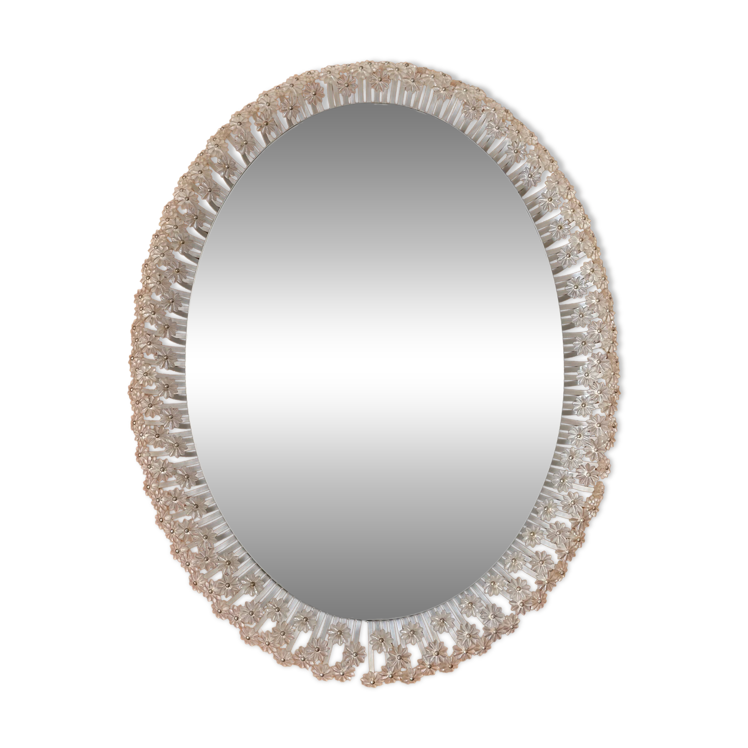 Miroir à fleurs vintage avec éclairage Emil Stejnar Rupert Nikoll