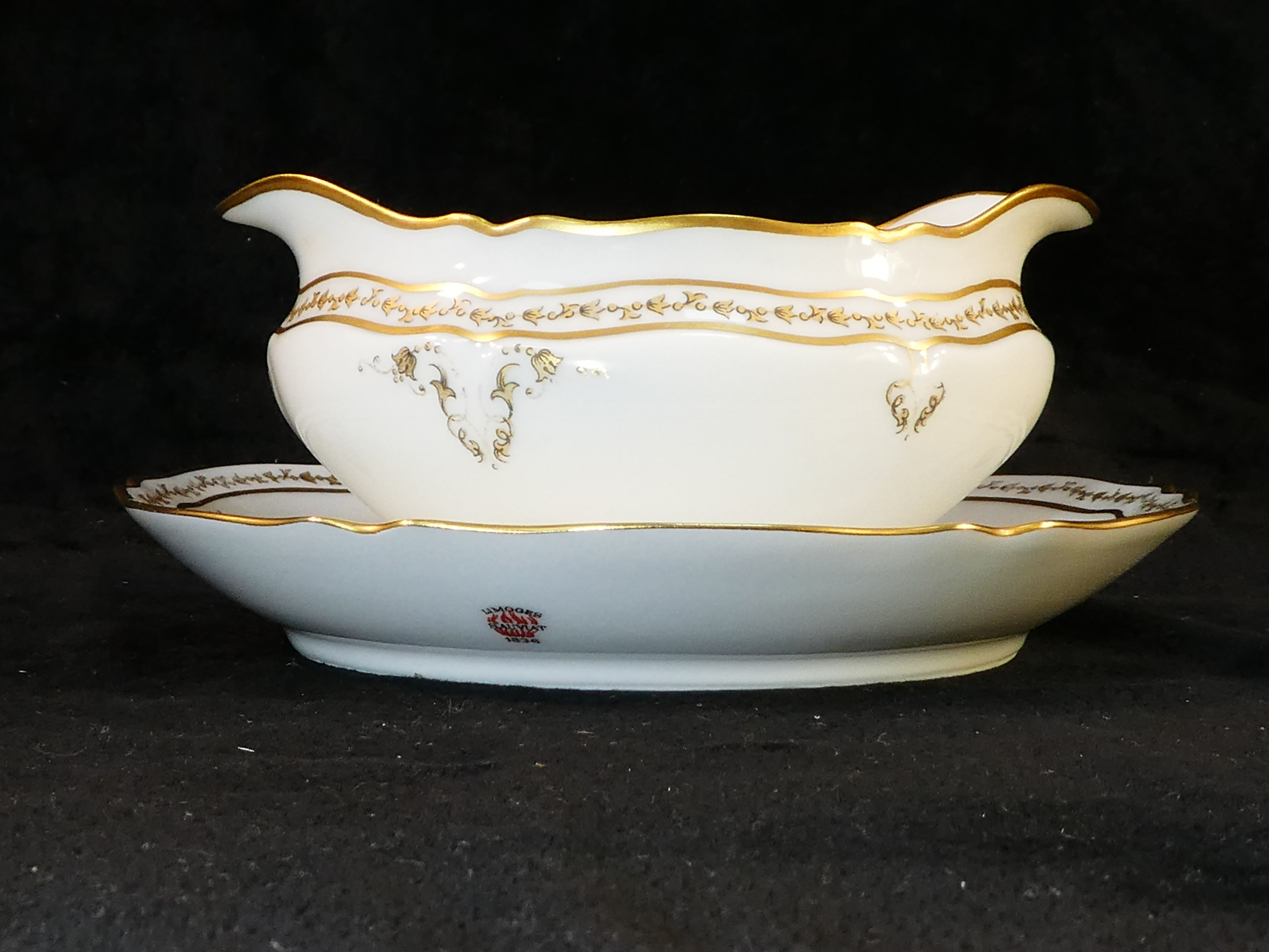 Porcelain sausage of Limoges giraud gilded hand painted