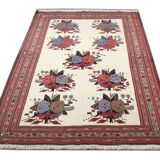 Afshar Sumakh Kilim Rug Cream Floral Design Handmade Wool 212x120cm