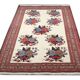 Tapis Kilim Afshar Sumakh couleur crème, motif floral, fait main en laine, 212 x 120 cm