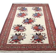 Afshar Sumakh Kilim Rug Cream Floral Design Handmade Wool 212x120cm