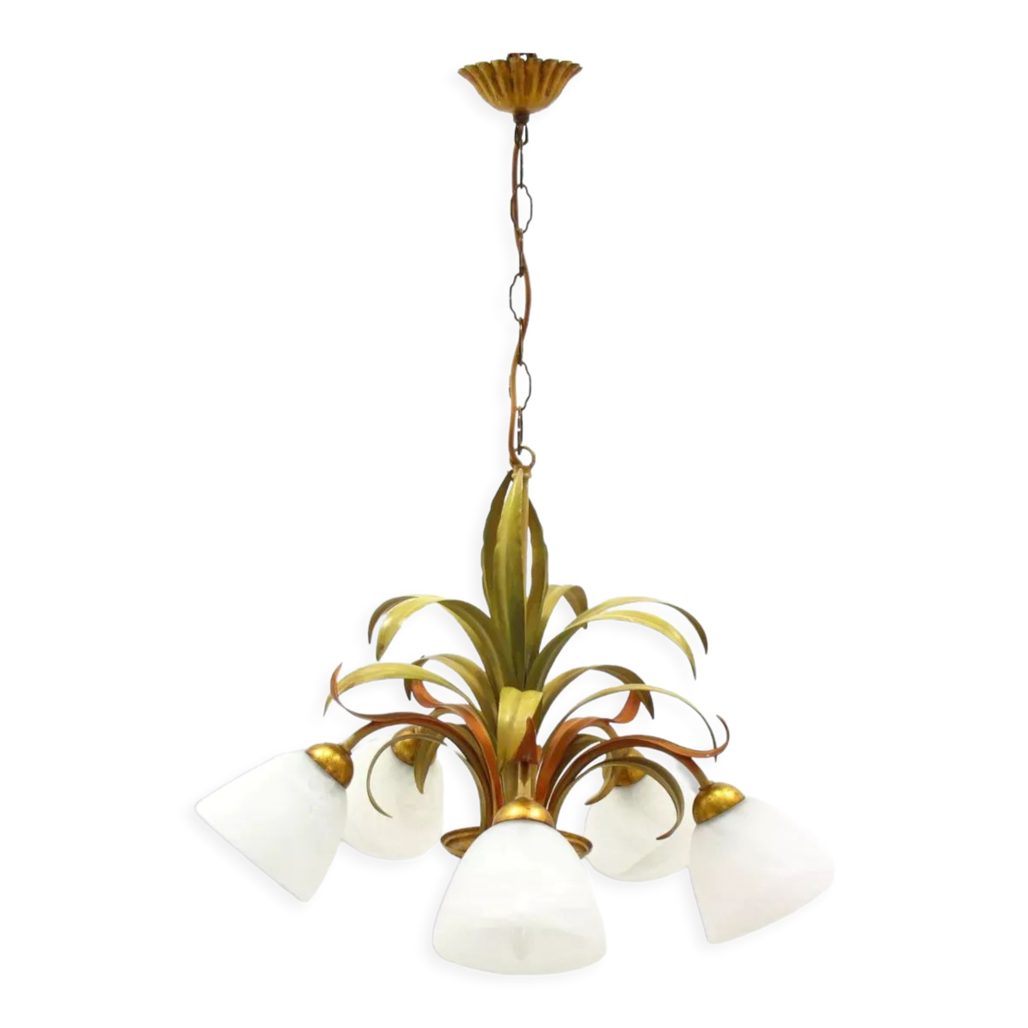 Lustre floral Hollywood Regency, années 1970