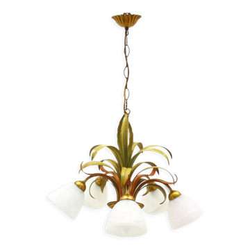 Lustre floral Hollywood Regency, années 1970